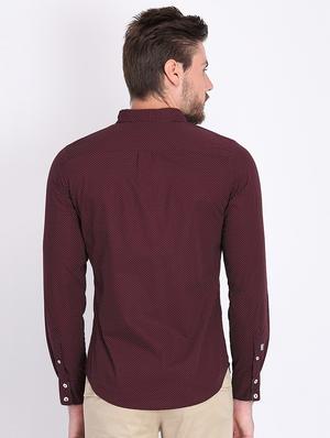 maroon polka dot print casual shirt - 16701993 - Standard Image - 3