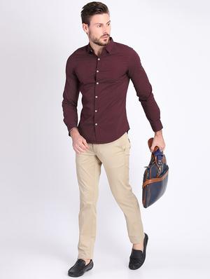 maroon polka dot print casual shirt - 16701993 - Standard Image - 4