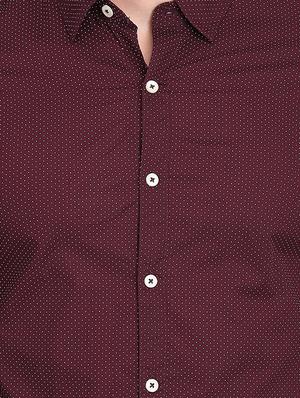 maroon polka dot print casual shirt - 16701993 - Standard Image - 5