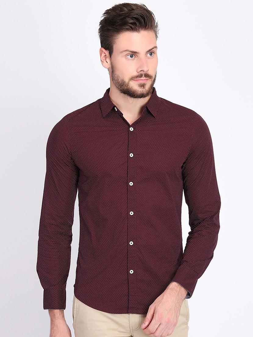 maroon polka dot print casual shirt - 16701993 - Zoom Image - 1