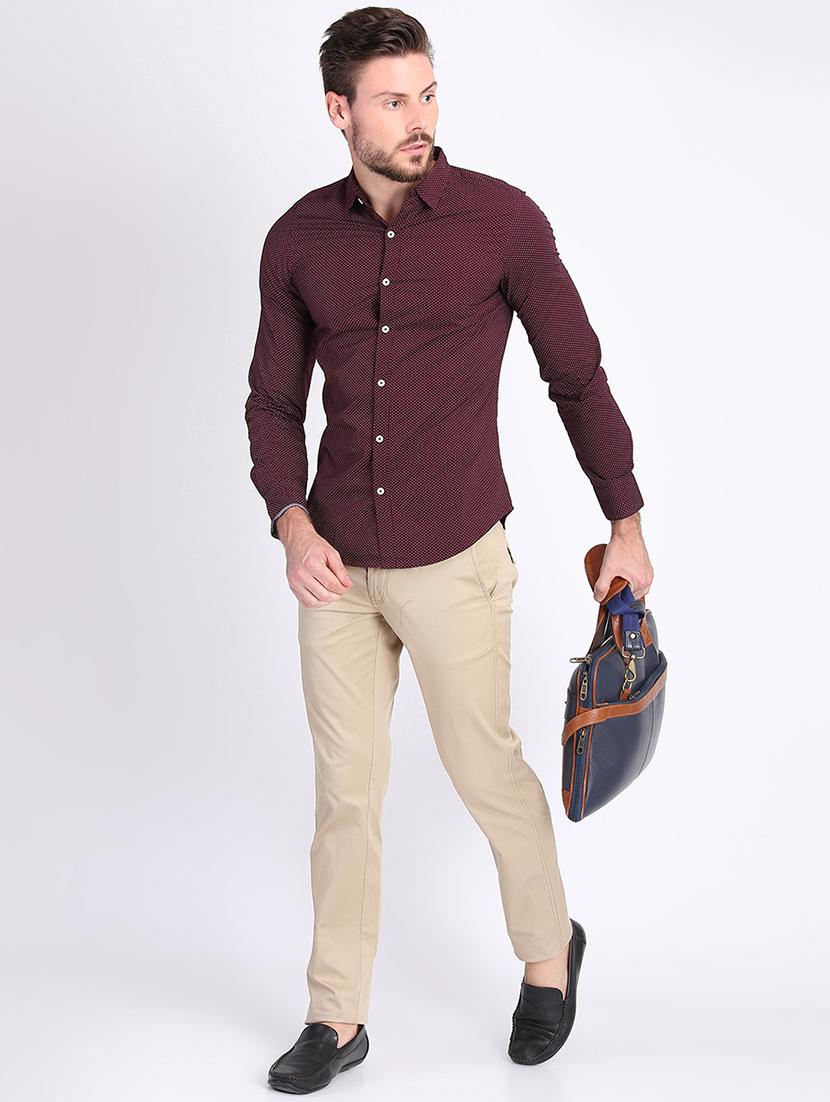 maroon polka dot print casual shirt - 16701993 - Zoom Image - 4