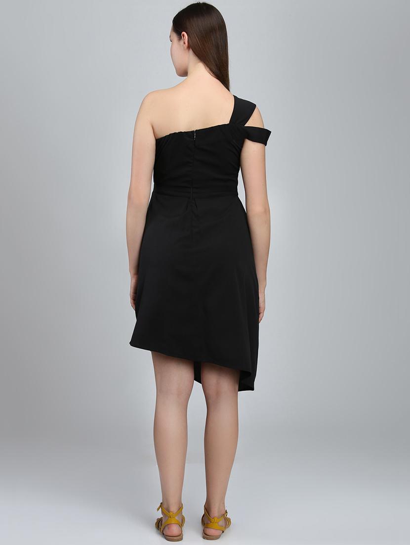 single shoulder solid asymmetric dress - 16702011 - Zoom Image - 3
