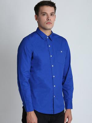 blue solid casual shirt - 16702031 - Standard Image - 2