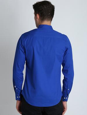 blue solid casual shirt - 16702031 - Standard Image - 3