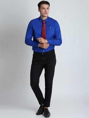 blue solid casual shirt - 16702031 - Standard Image - 4