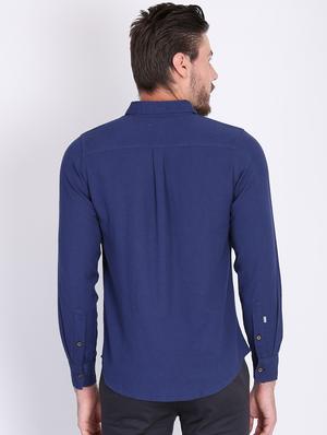 blue solid casual shirt - 16702040 - Standard Image - 3