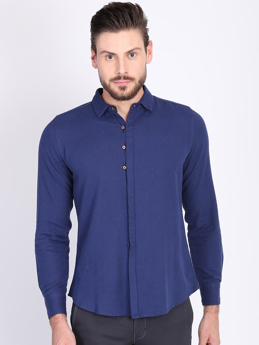 blue solid casual shirt - 16702040 - Zoom Image - 1