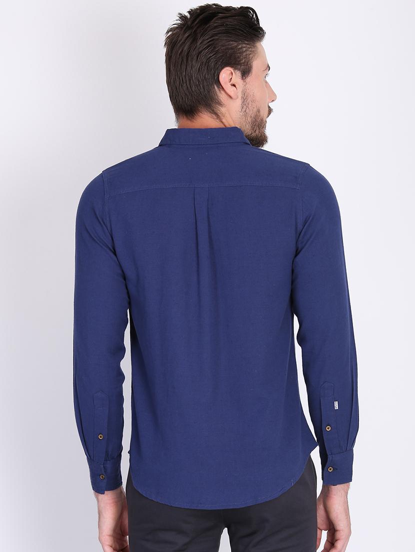 blue solid casual shirt - 16702040 - Zoom Image - 3