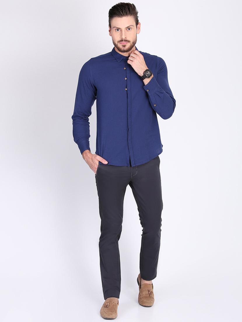 blue solid casual shirt - 16702040 - Zoom Image - 4