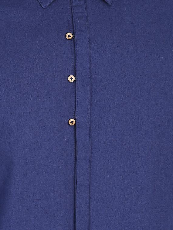 blue solid casual shirt - 16702040 - Zoom Image - 5