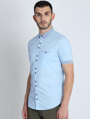 blue solid casual shirt - 16702050 - Standard Image - 2