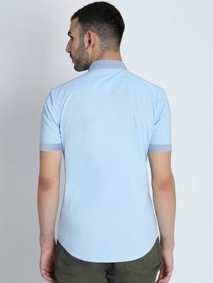 blue solid casual shirt - 16702050 - Standard Image - 3