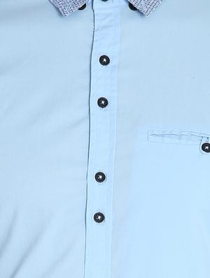 blue solid casual shirt - 16702050 - Standard Image - 5