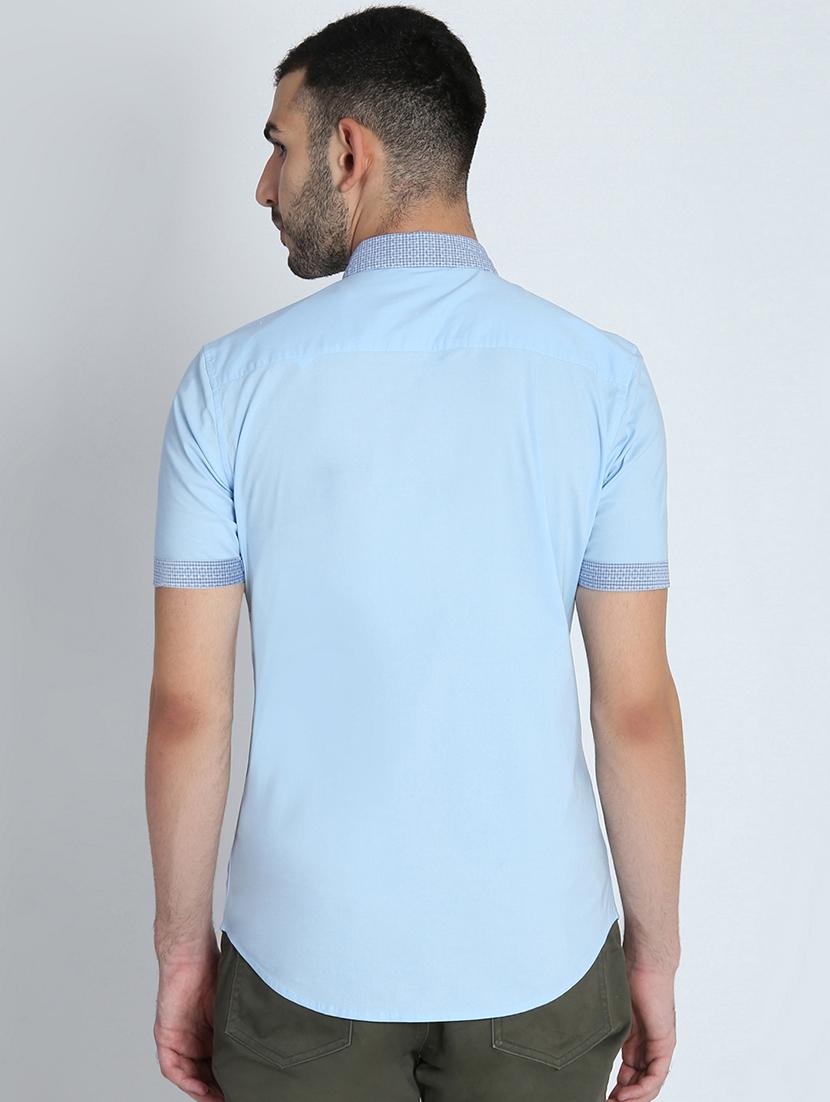 blue solid casual shirt - 16702050 - Zoom Image - 3