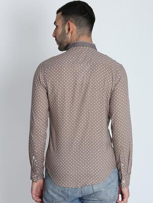 beige polka dot casual shirt - 16702052 - Standard Image - 3