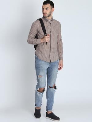 beige polka dot casual shirt - 16702052 - Standard Image - 4