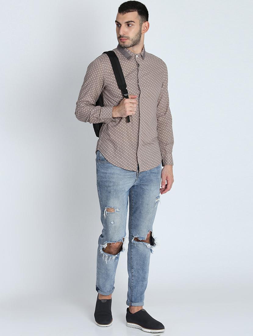 beige polka dot casual shirt - 16702052 - Zoom Image - 4