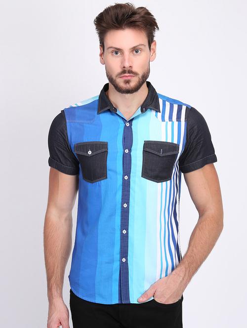 blue striped casual shirt - 16702054 - Standard Image - 1
