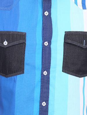 blue striped casual shirt - 16702054 - Standard Image - 5
