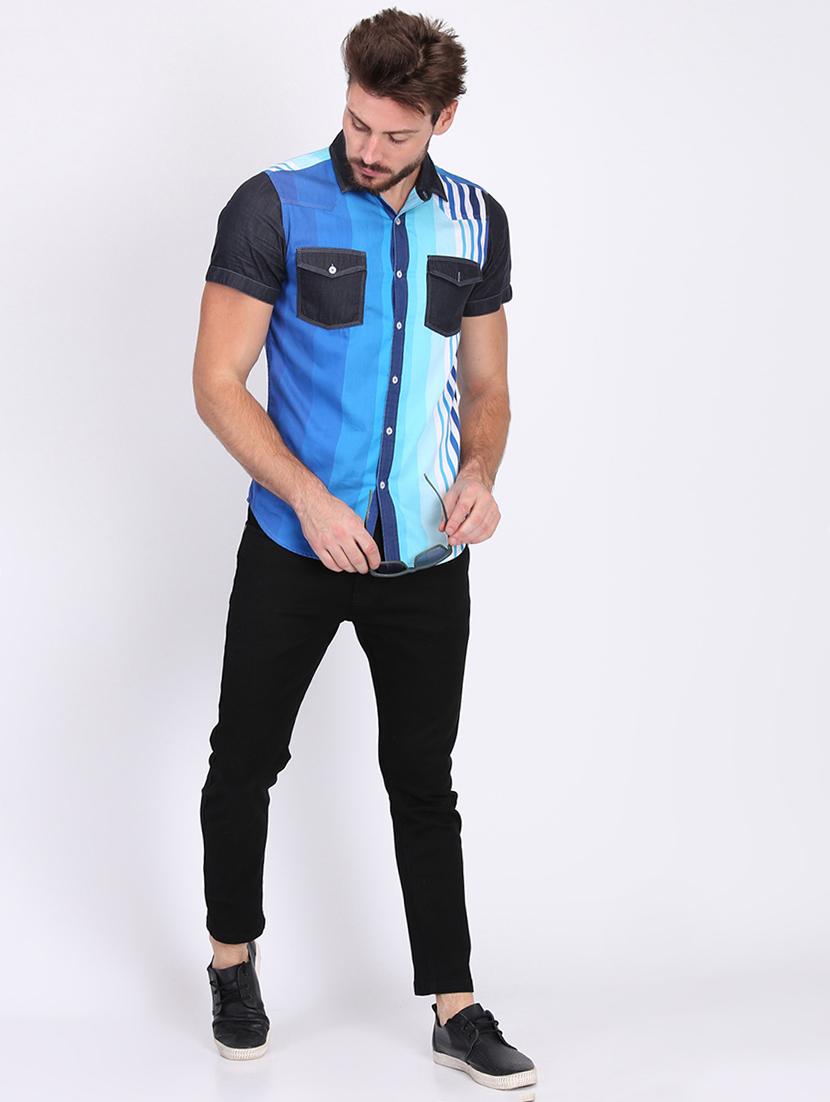 blue striped casual shirt - 16702054 - Zoom Image - 4
