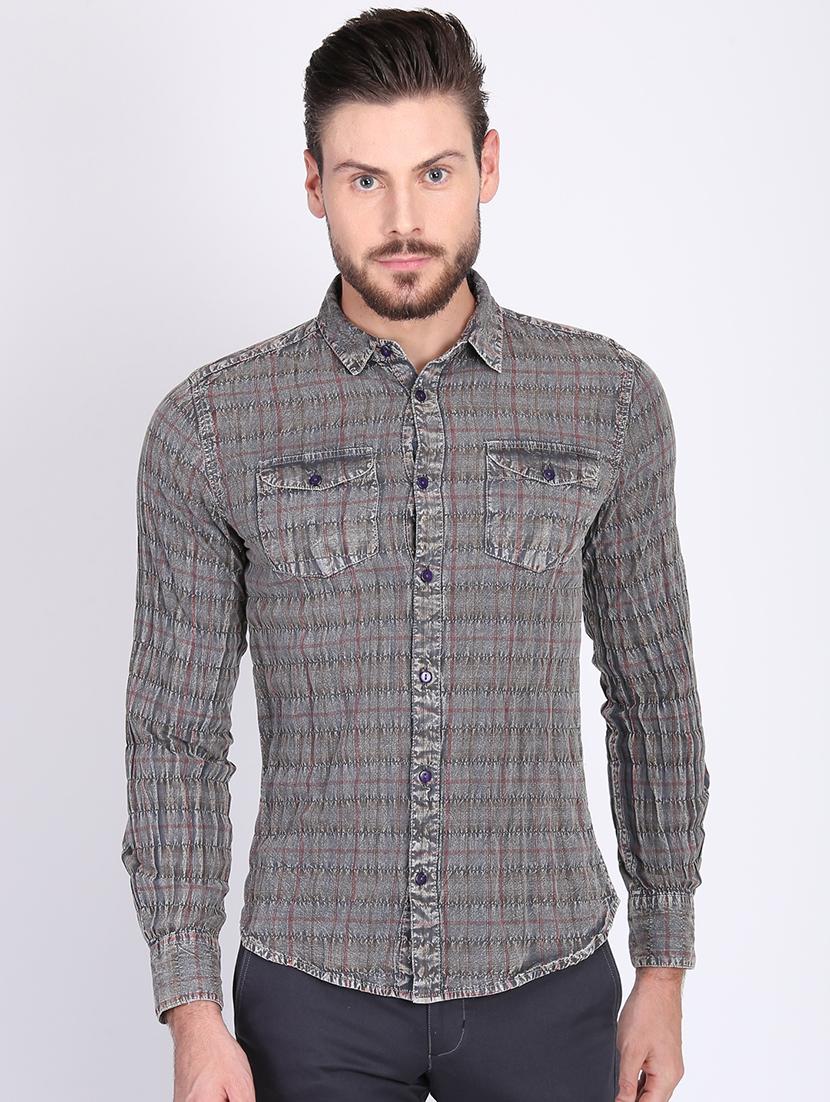 grey checkered casual shirt - 16702059 - Zoom Image - 1