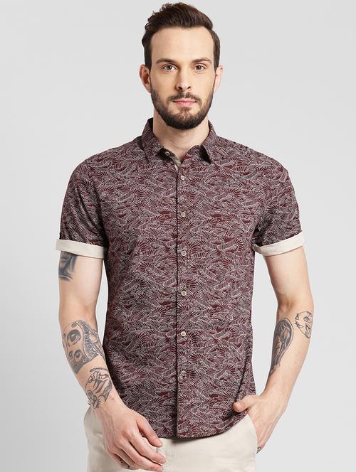 brown printed casual shirt - 16702079 - Standard Image - 1