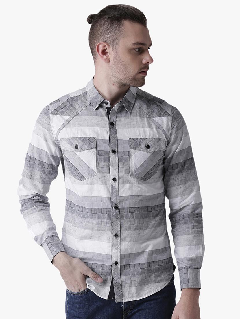 grey checkered casual shirt - 16702088 - Zoom Image - 1
