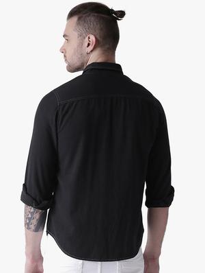 black solid casual shirt - 16702101 - Standard Image - 3