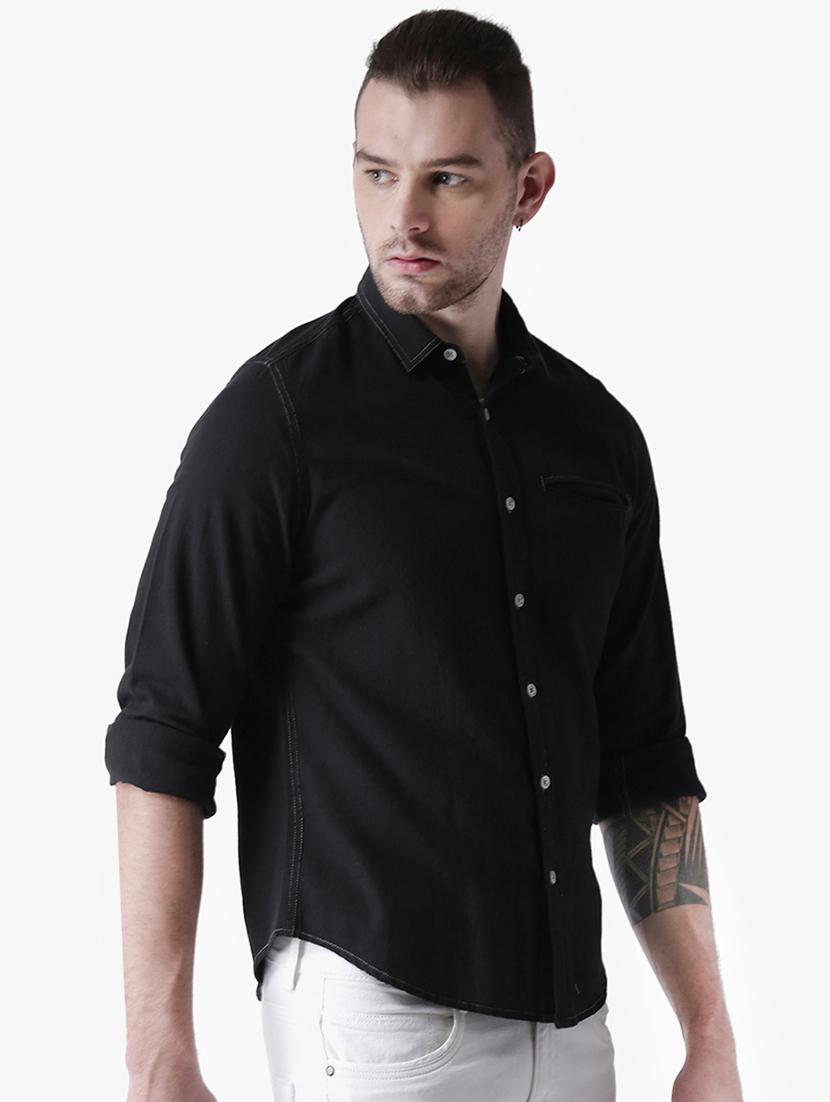 black solid casual shirt - 16702101 - Zoom Image - 2