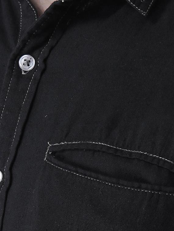 black solid casual shirt - 16702101 - Zoom Image - 4