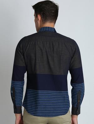 navy blue printed casual shirt - 16702107 - Standard Image - 3