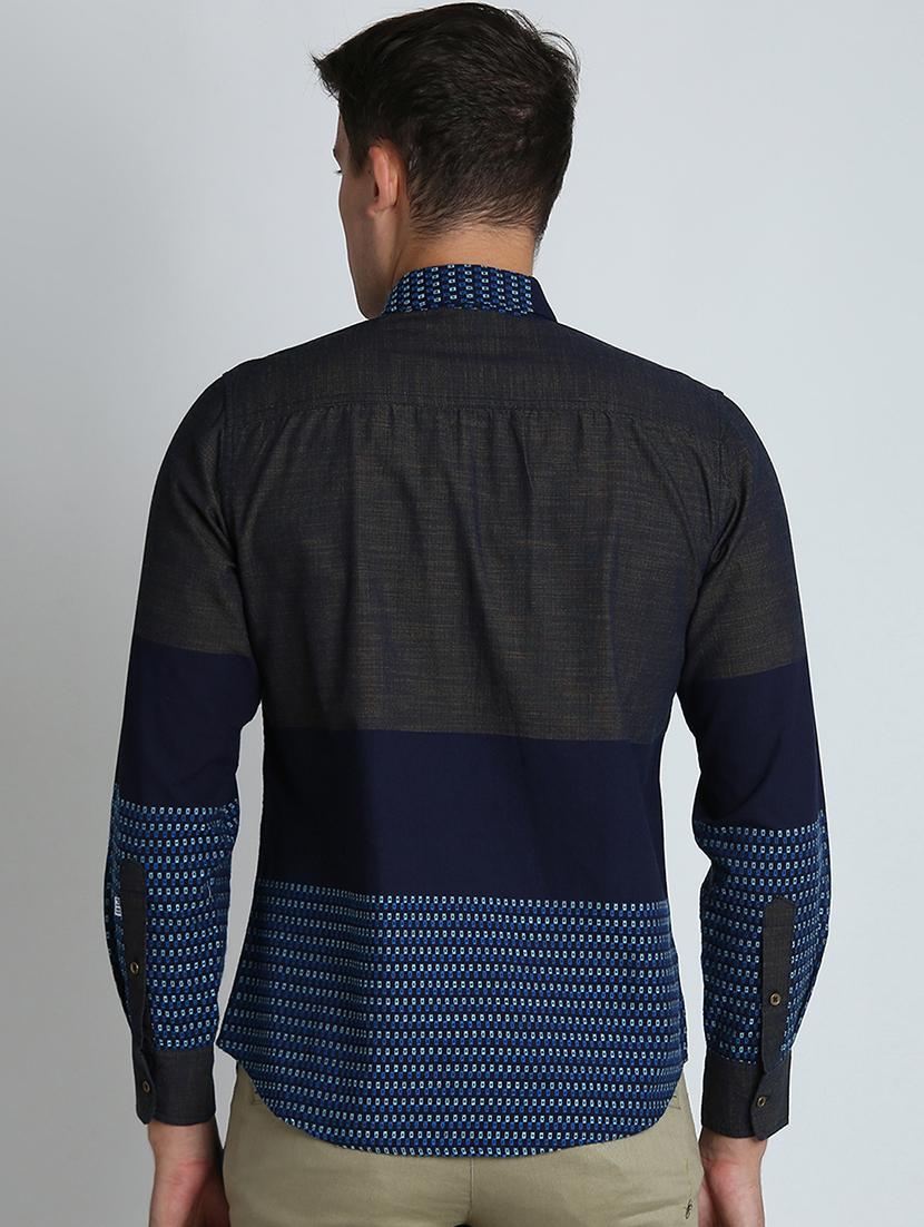 navy blue printed casual shirt - 16702107 - Zoom Image - 3