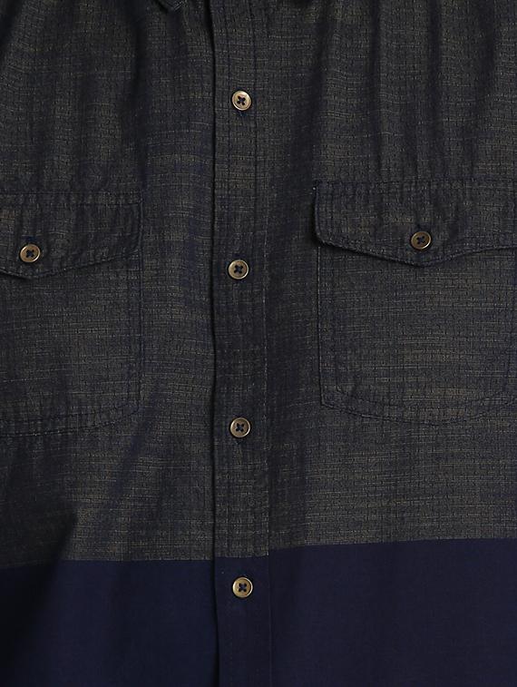 navy blue printed casual shirt - 16702107 - Zoom Image - 5