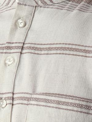 beige striped short kurta - 16702118 - Standard Image - 5