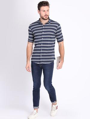 blue striped casual shirt - 16702126 - Standard Image - 4