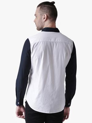 white color block casual shirt - 16702138 - Standard Image - 3