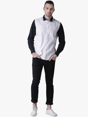 white color block casual shirt - 16702138 - Standard Image - 4