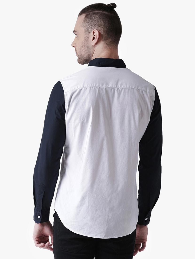 white color block casual shirt - 16702138 - Zoom Image - 3