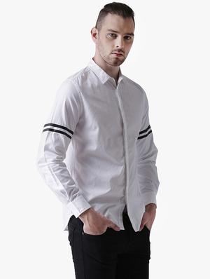 white taped casual shirt - 16702140 - Standard Image - 2