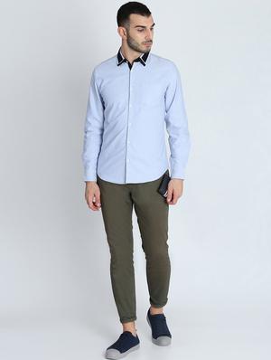 blue solid casual shirt - 16702143 - Standard Image - 4