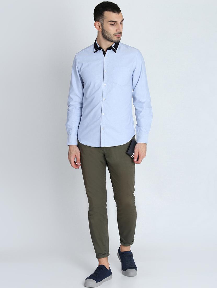 blue solid casual shirt - 16702143 - Zoom Image - 4
