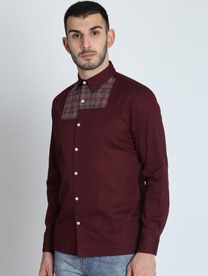 maroon checkered casual shirt - 16702144 - Standard Image - 2