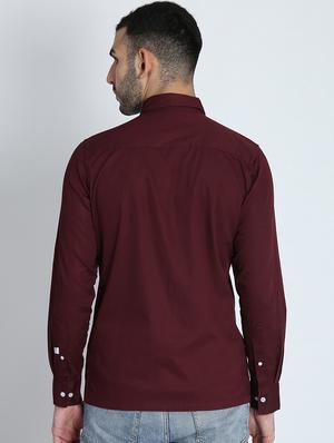 maroon checkered casual shirt - 16702144 - Standard Image - 3