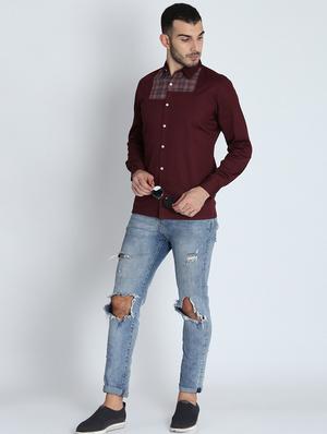 maroon checkered casual shirt - 16702144 - Standard Image - 4