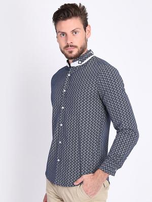 blue printed casual shirt - 16702146 - Standard Image - 2