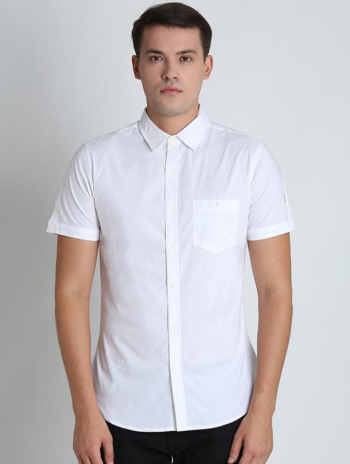 white solid casual shirt - 16702147 - Standard Image - 1