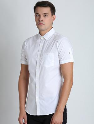 white solid casual shirt - 16702147 - Standard Image - 2