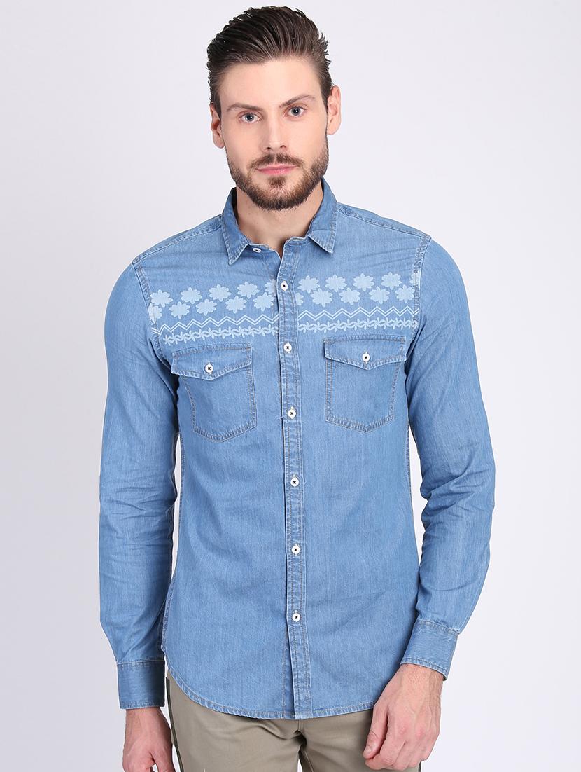 blue printed casual shirt - 16702150 - Zoom Image - 1
