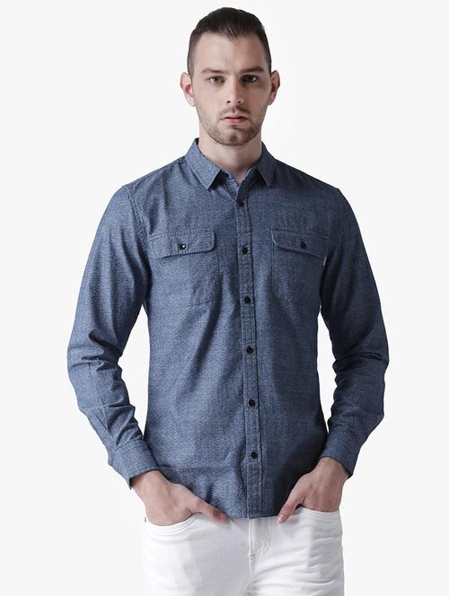 blue printed casual shirt - 16702153 - Standard Image - 1