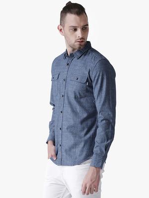 blue printed casual shirt - 16702153 - Standard Image - 2